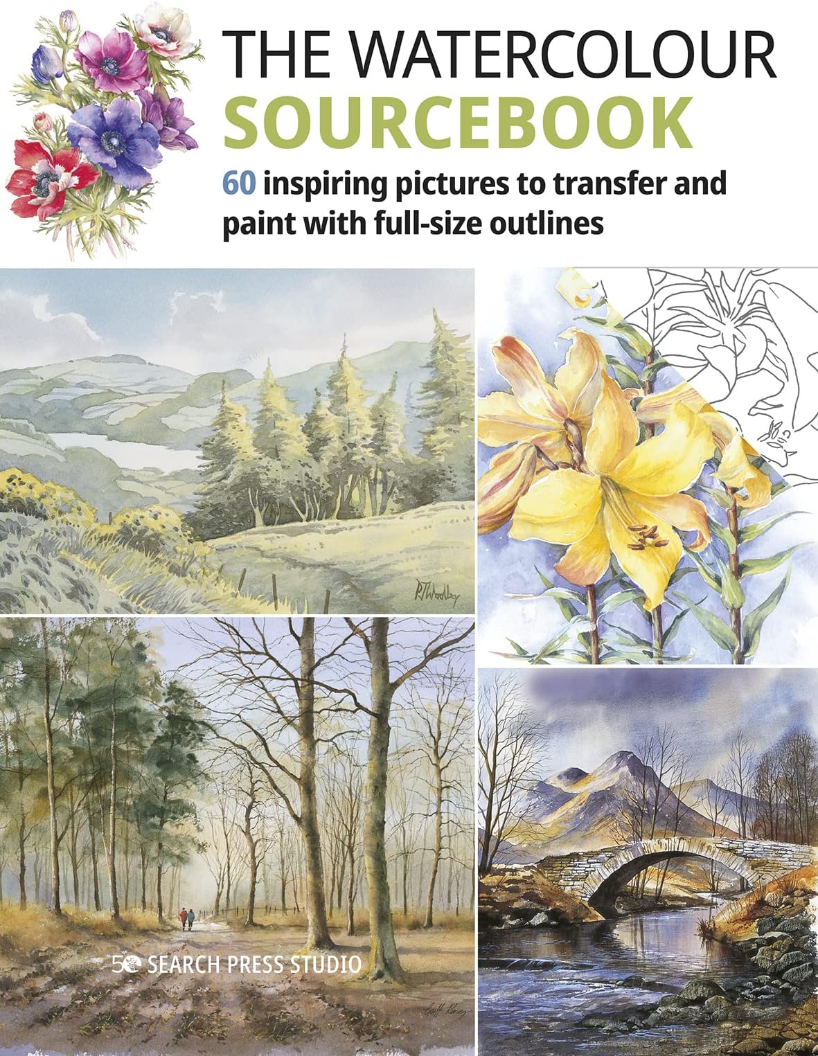 Watercolour Sourcebook, The: 60 inspiring pictures to transfer and paint with full-size outlines (Welcome Back Alice, 2)
