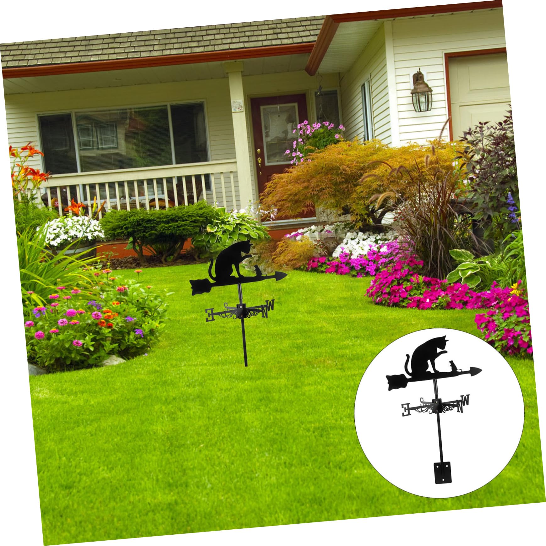 Amosfun Edelstahl Wetterfahne Katzenmotiv Wetteranzeige Für Garten Und Terrasse Langlebig Und Stabil Dekorative Windrichtungsanzeige Für Outdoor-Bereich Installieren