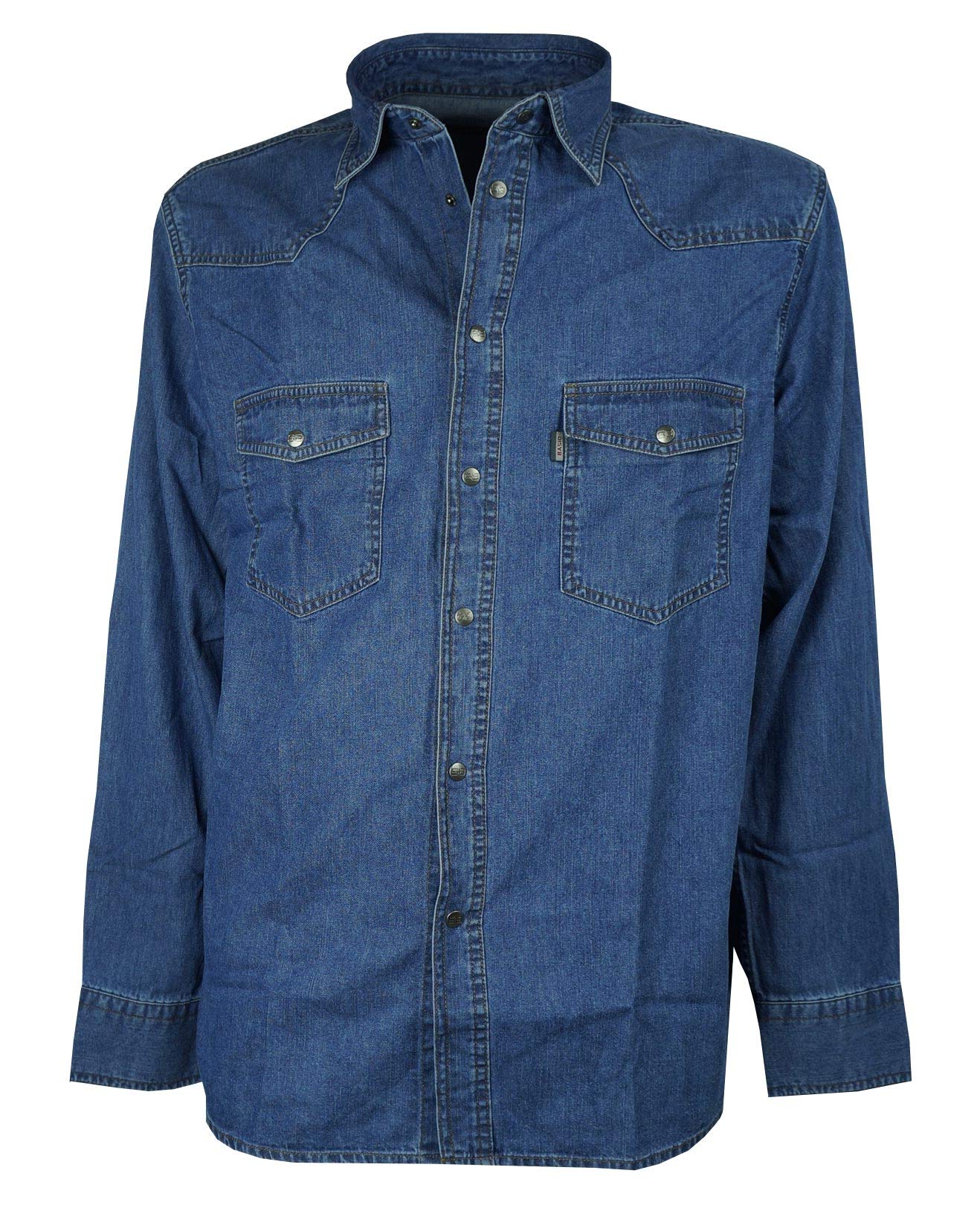SEA BARRIER Camicia Uomo Manica Lunga Jeans Extra Taglie Forti