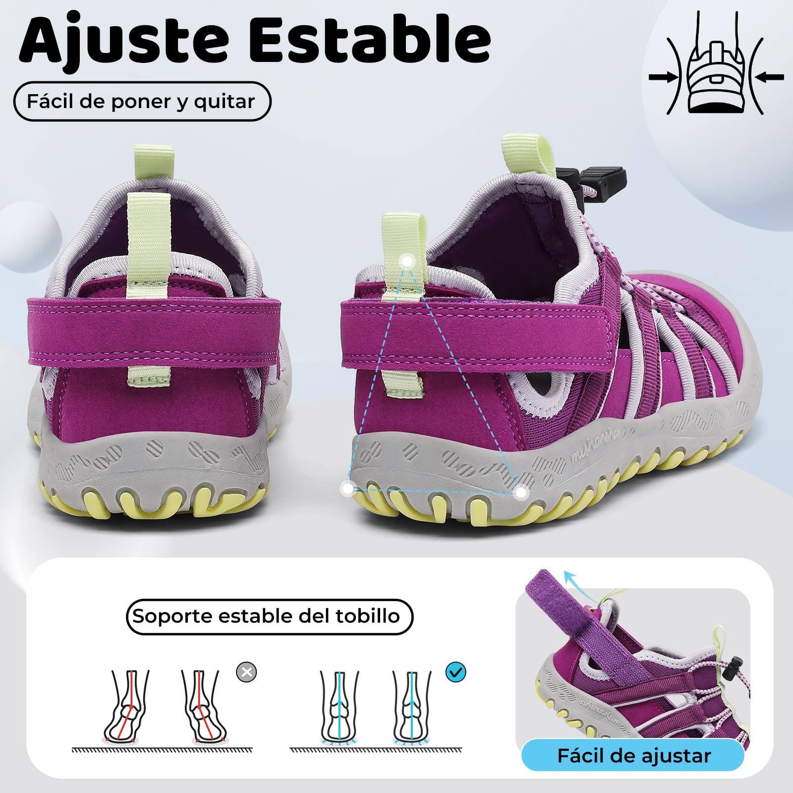 Mishansha Sandalias Deportivas para Niños con Puntera Cerrada Zapatos de Verano para Playa Senderismo Sandalias Tallas 26-38