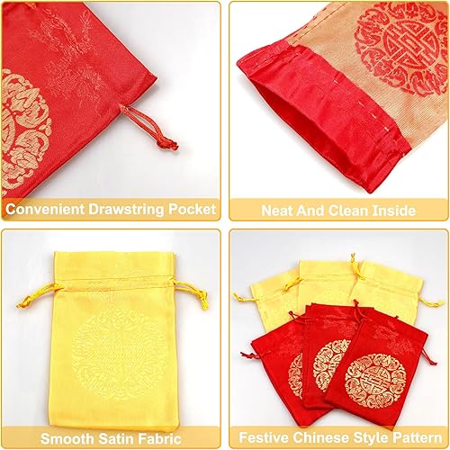 Miniatura 3 de Tenorbass 20 bolsas de regalo con cordón, bolsas de dulces de boda con bolsas de joyería con cordón, estilo chino, bolsa de seda para fiesta de