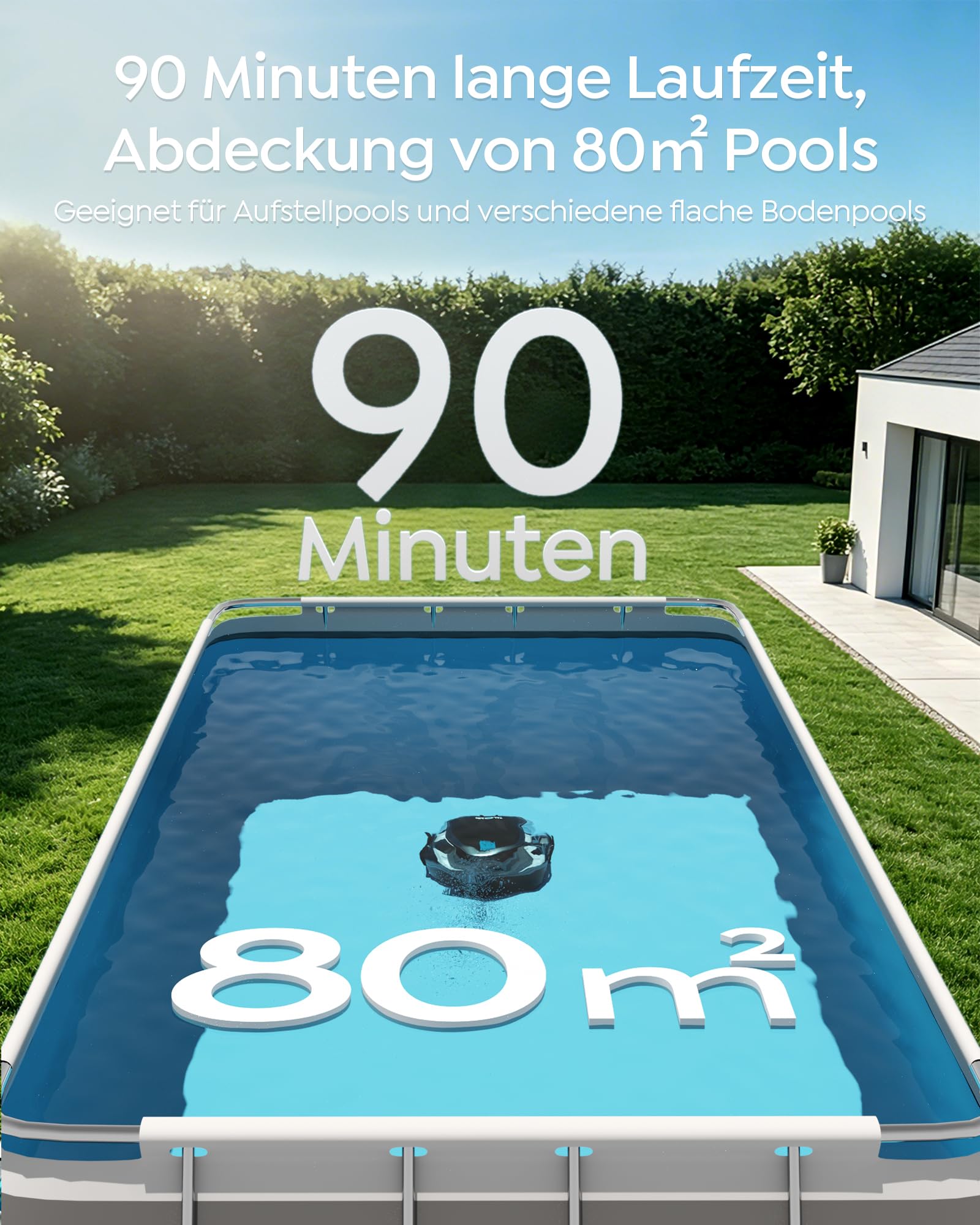 S2 Poolroboter,Doppelfiltration,90 Min,Dual Motoren,Kohlschwarz
