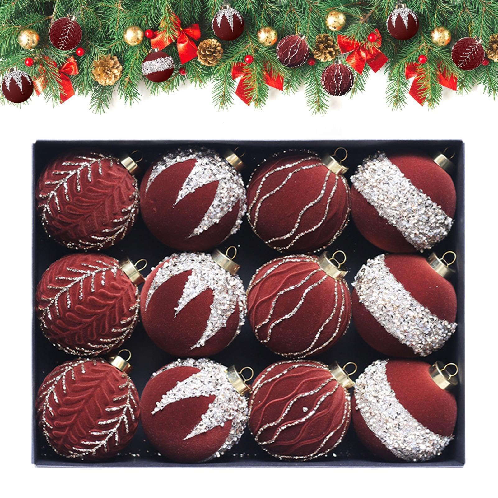 Boules de Noël flocées de 8,9 cm : le cadeau déco idéal pour les fêtes
