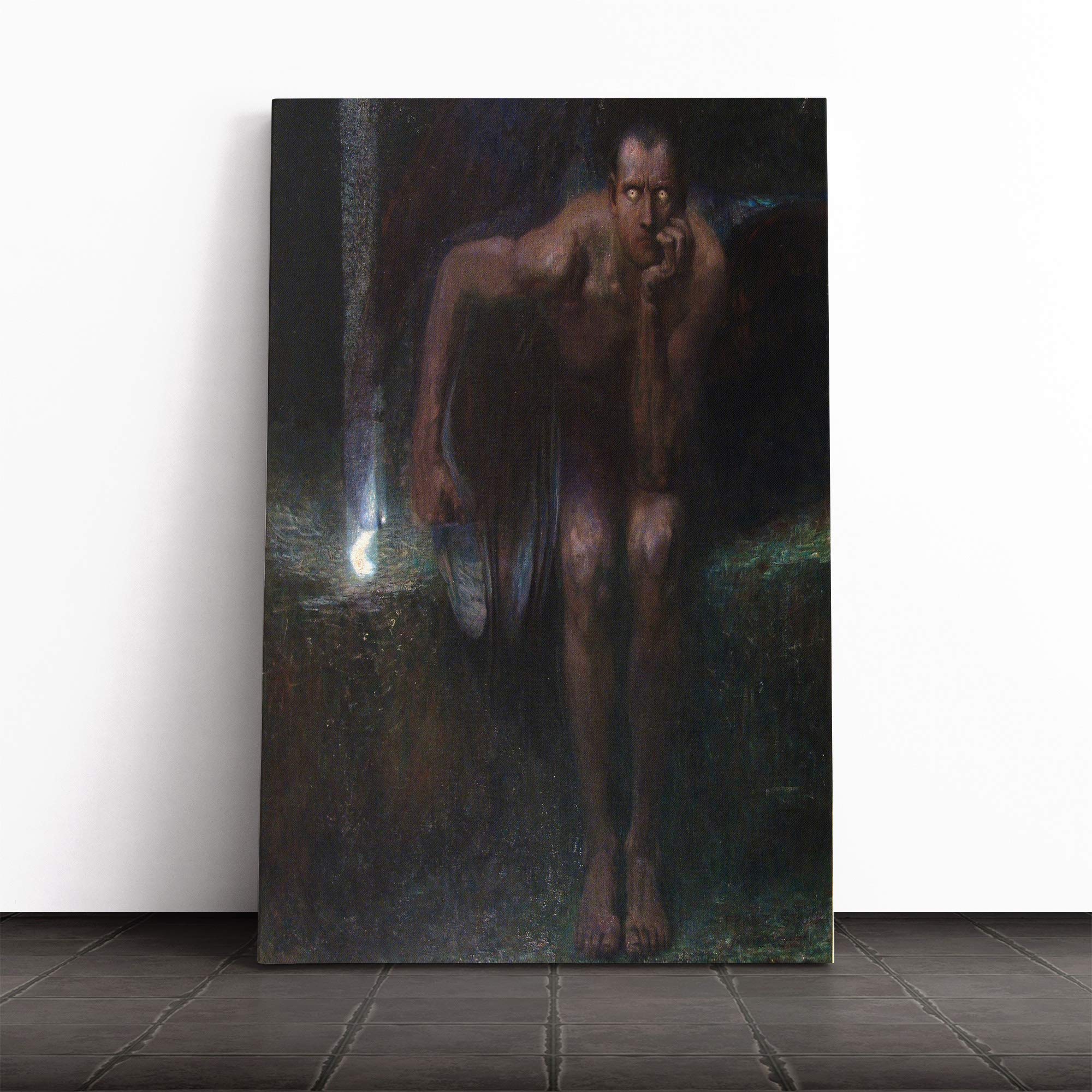 Franz Stuck Lucifer Canvas Print | Gallery Wrapped 30mm Frame Wall Art | 24x16 inches | Ready to Hang | Modern Picture | Living Room Bedroom Lounge Office