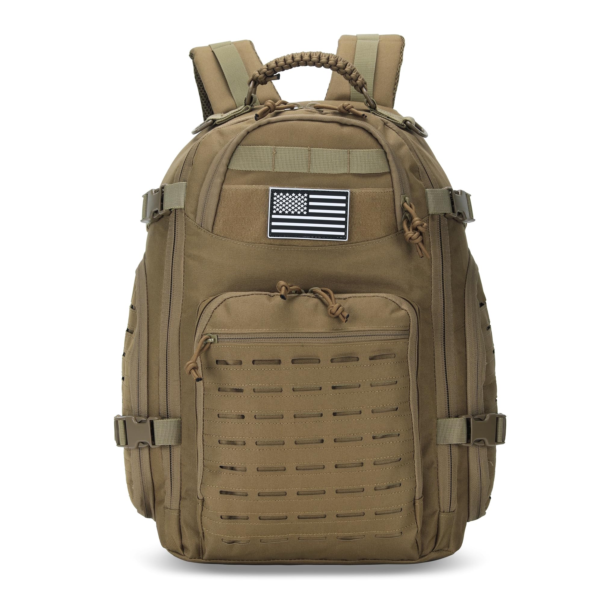 W WINTMING 35L Tactical Backpack for Men Heavy Duty Military Backpack 3 Day Assault Pack Molle Backpack Hiking Rucksack (Tan)