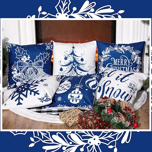 Miniatura 2 de 6 fundas de cojín navideñas para decoración navideña, decoración de festividades, para sofá, Navidad, oficina, dormitorio (estilo vivo, 18 x 18