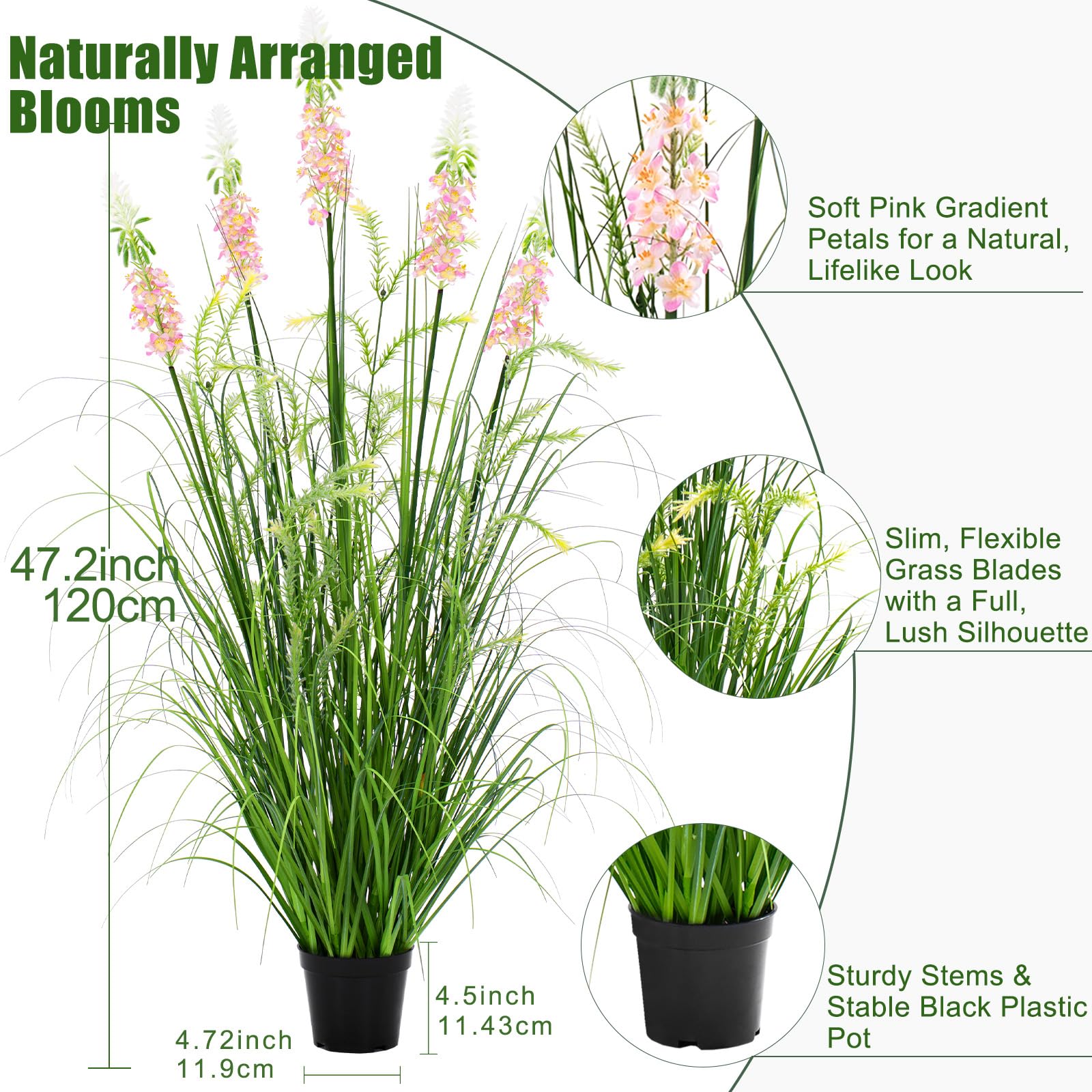 Plantas Artificiales de 120cm con Cinco Flores Plantas Artificiales Decorativas Planta Artificial Exterior Interior con para Decoracion Hogar Salon Casa Room Decor Jardín Oficina(1 Paquete)
