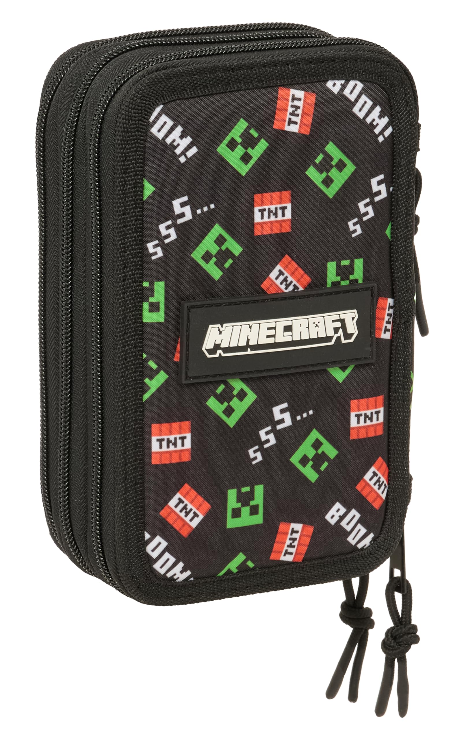 MINECRAFT - Astuccio scuola con 37 utili inclusi, astuccio per bambini, ideale per bambini dai 5 ai 14 anni, comodo e versatile, qualità e resistenza, 12,5 x 5,5 x 19,5 cm