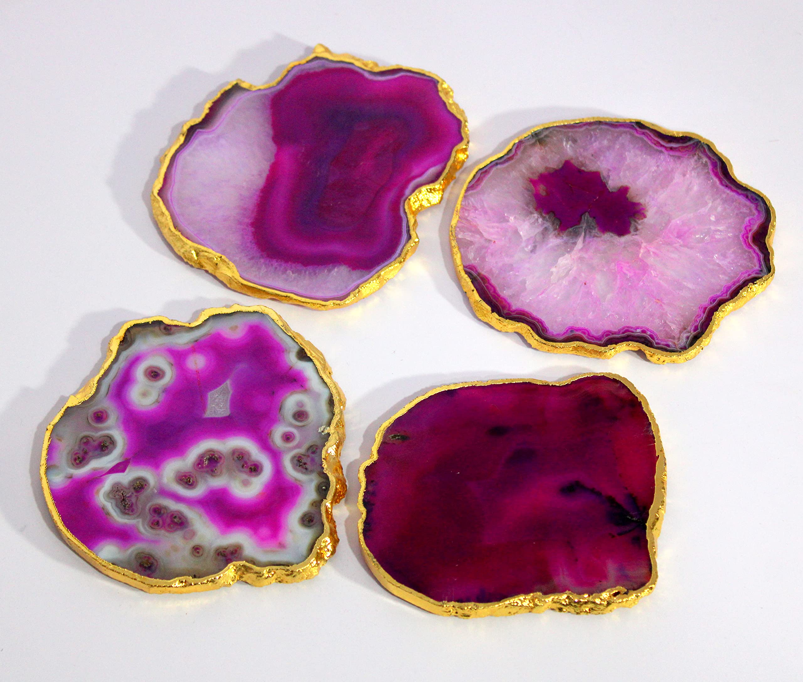 Esplanade Dessous de Verre en Agate Naturelle Bar Bière Café Thé Dessous de Verre - Ensemble de 4 Dessous de Verre - Accessoires de Table Parfaits Vaisselle Violet…