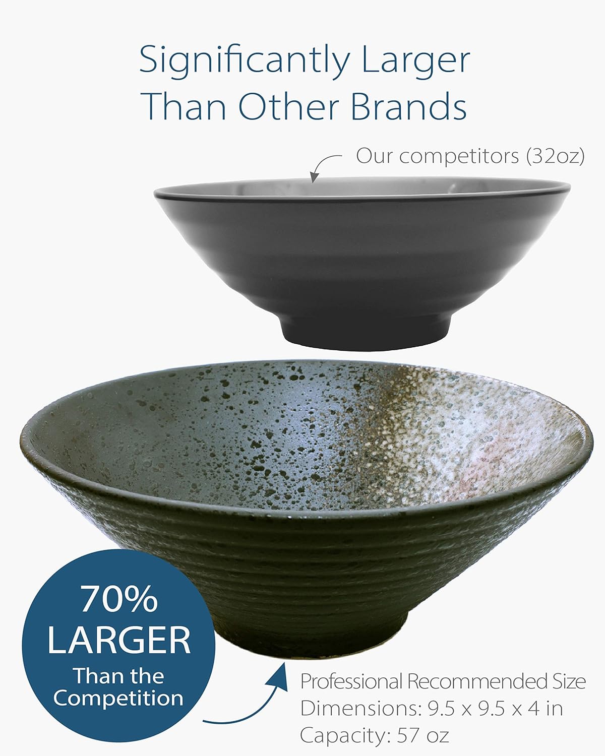 Black Friday Clearance 2 Sets 57 Ounce Large Ceramic Japanese Ramen Noodle Soup Bowl Dishware Ramen Bowl Set with Matching Spoon and Chopsticks for Udon Soba Pho Asian Noodles (2, Grey Ceramic, 9.5 inches)