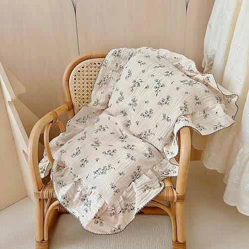 Vista 152 de BuLuTu Funda de almohada de muselina de algodón para niños pequeños, tamaño estándar, estampado de flores de Galsang, suave funda de almohada