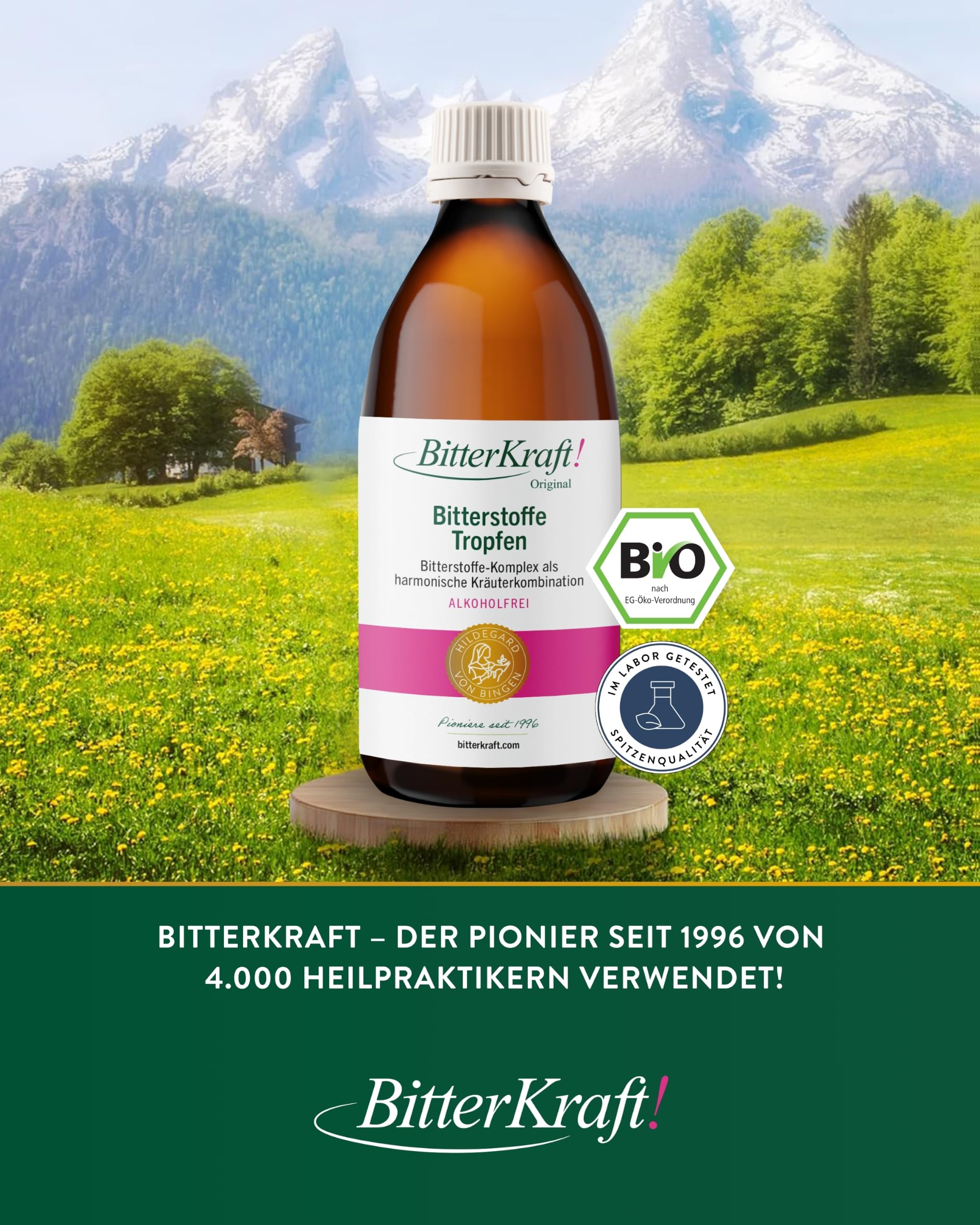 BitterKraft! Kräuterbitter alkoholfrei 200 ml – Bio Bitterstoffe mit 9 Kräutern - Hildegard von Bingen – vegan & ohne Zusatzstoffe – Verdauungsfördernd - hochdosiert - 100 % Natur – Made in Germany
