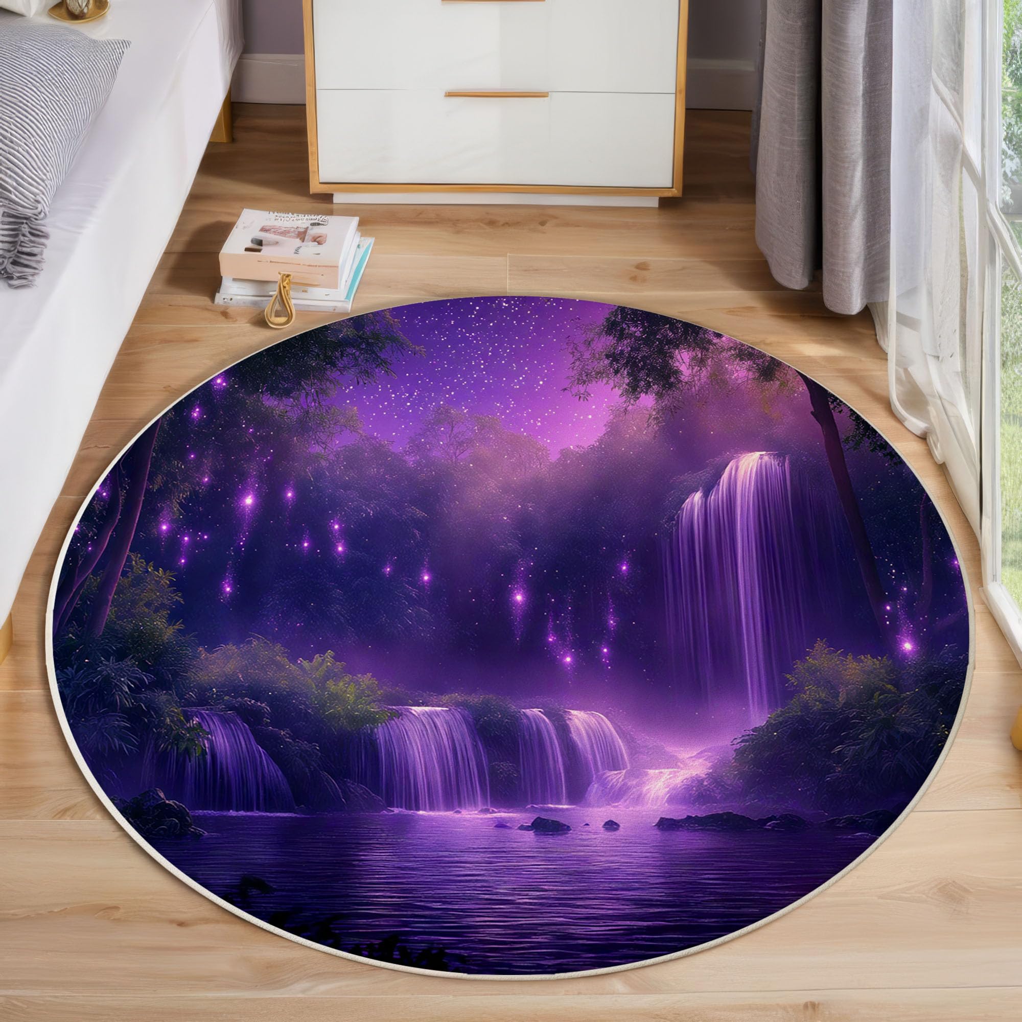 Tapis rond antidérapant lavable pour nettoyer facilement les taches