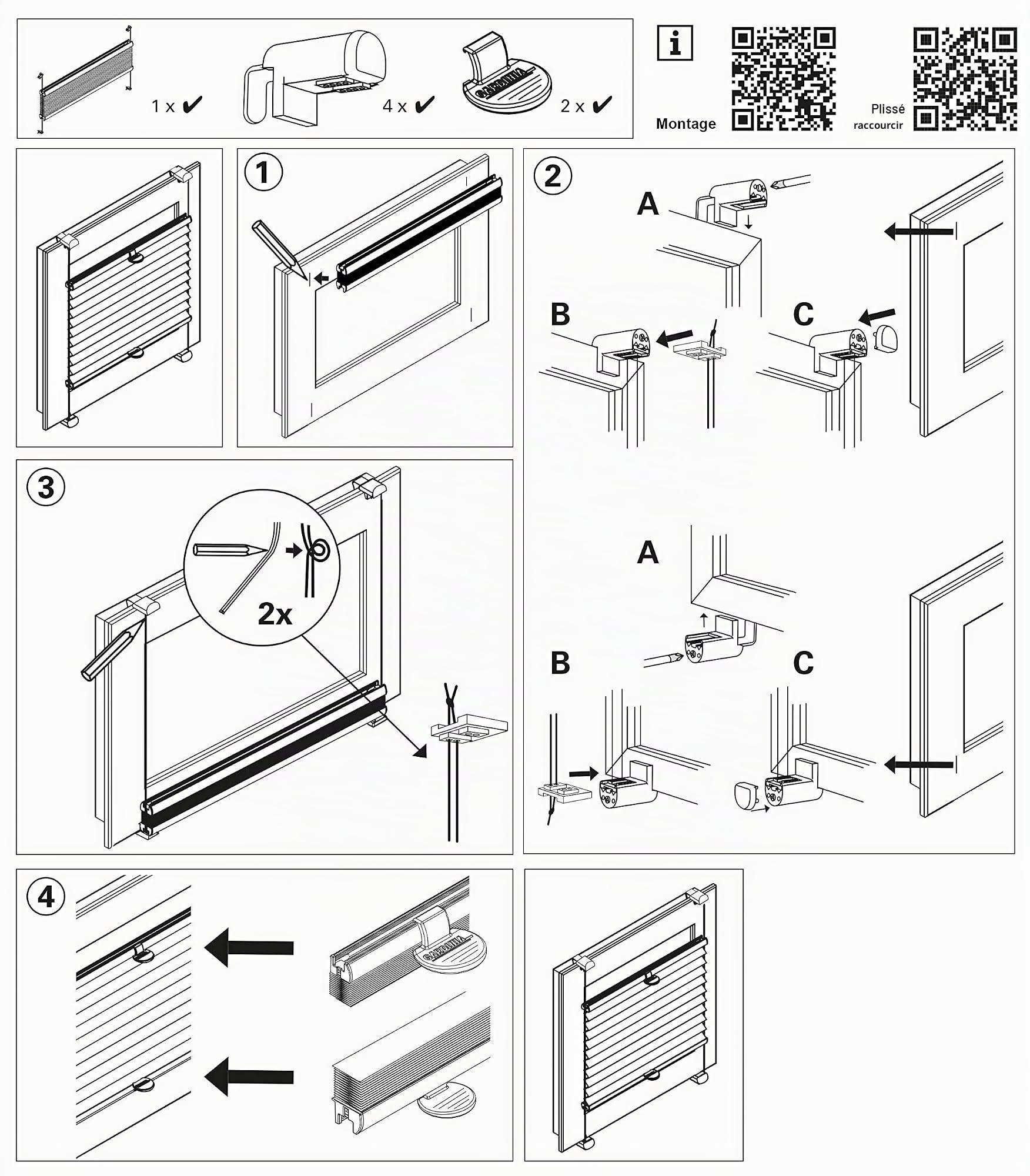 Gardinia Store Plissé à Clipser, Opaque, Kit de Montage Inclus, Store Plissé à 2 Rails EASYFIX, Motif Fleuri, Blanc, 50 x 130 cm (LxH)