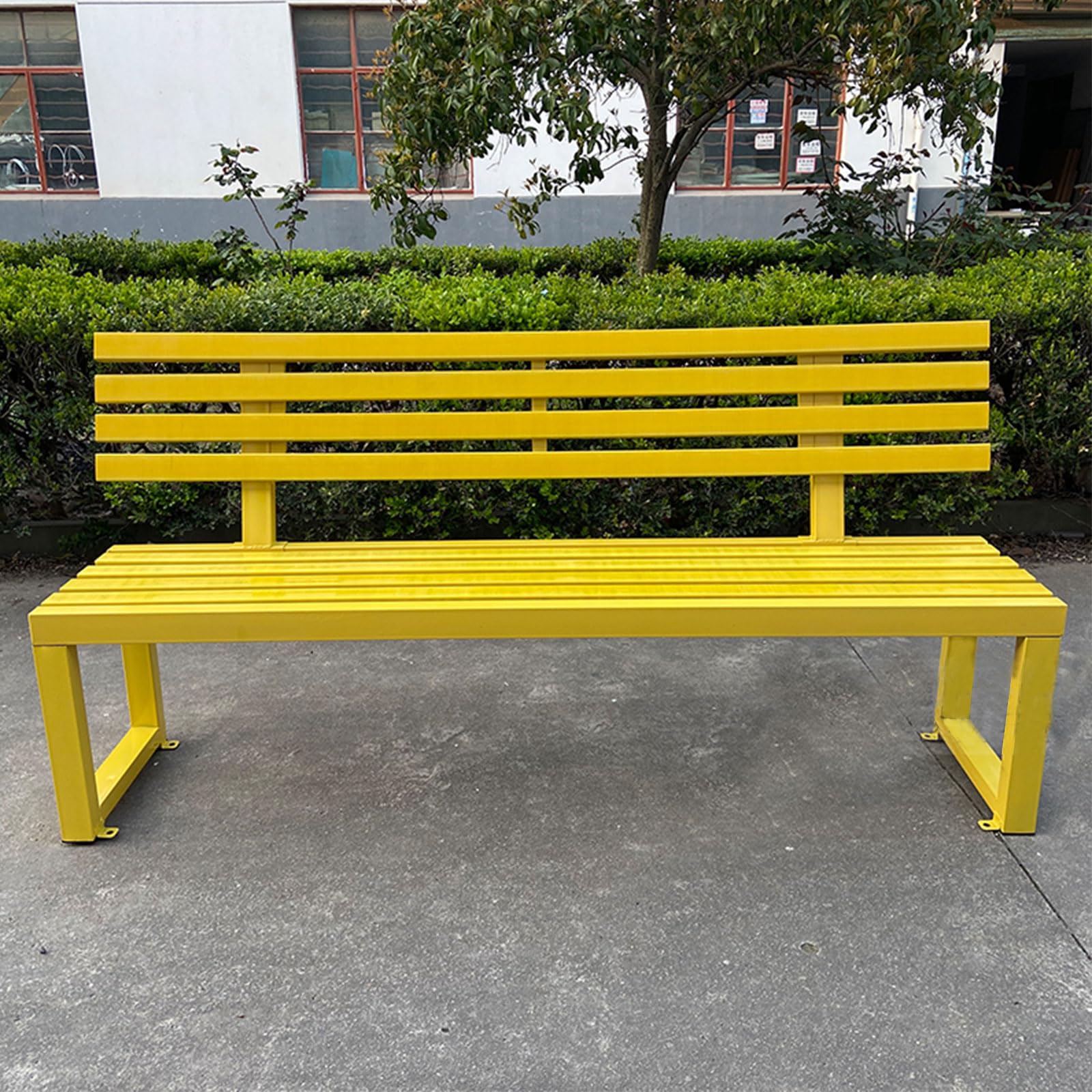 Banco de jardín amarillo para exterior 100x40x85 cm con respaldo de parque