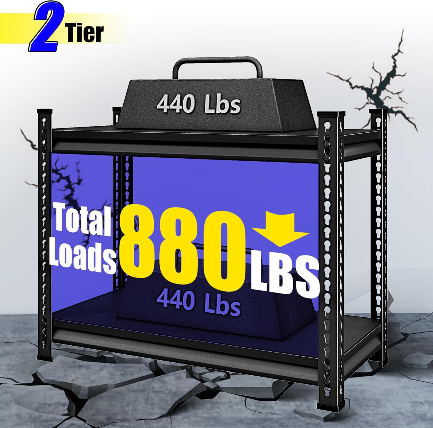 SDXYSTCE 2段ガレージ棚 高耐久 幅40インチ x 奥行き18インチ x 高