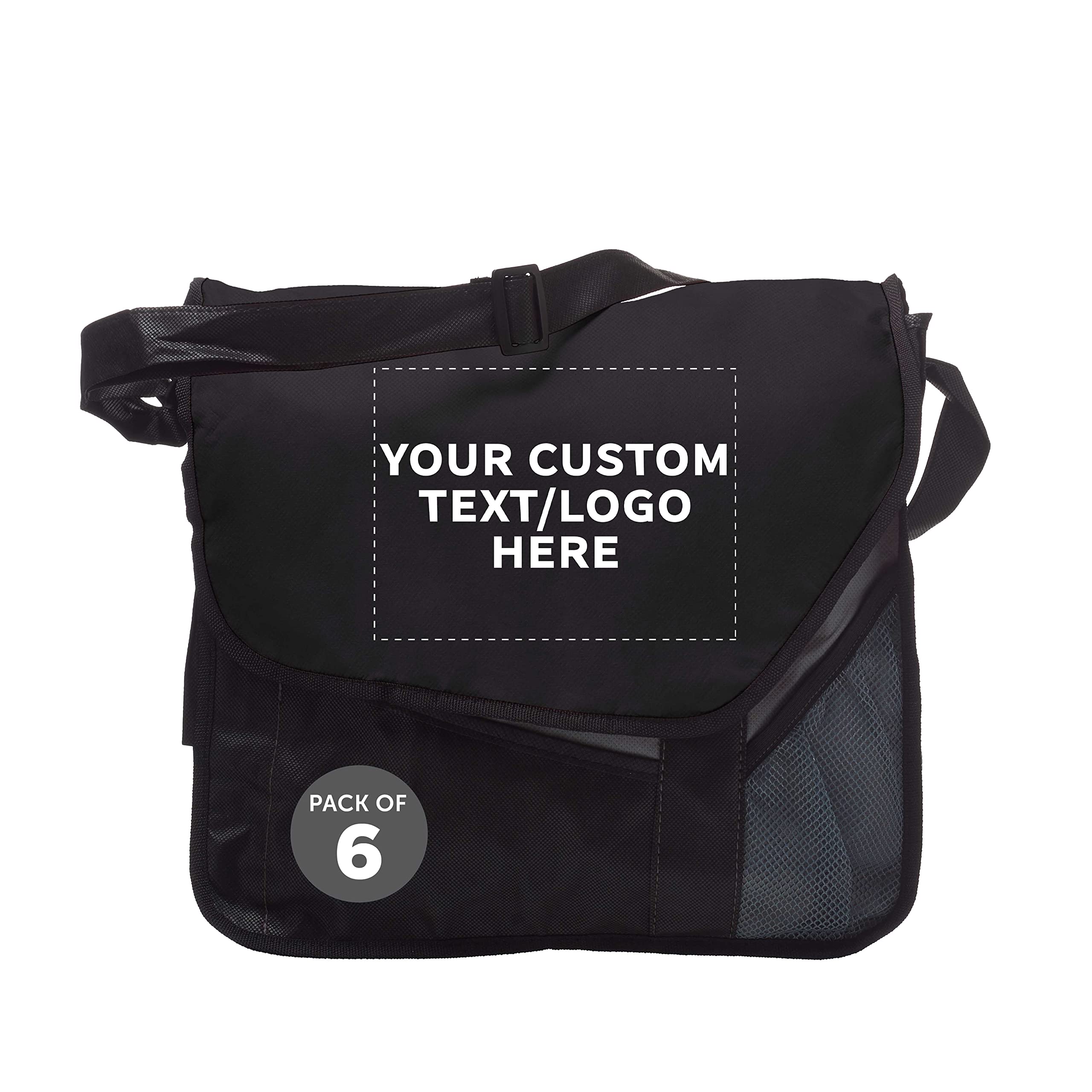 Custom Slant Flap Messenger Bags of 6 Personalized Bulk Pack - Perfect for Employees and For Everyday Use