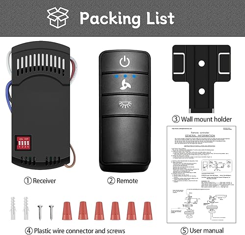 Miniatura 7 de Kit de control remoto universal para ventilador de techo, Hampton Bay Kit remoto de repuesto para Hunter, Harbor Breeze, decoración del hogar, 3