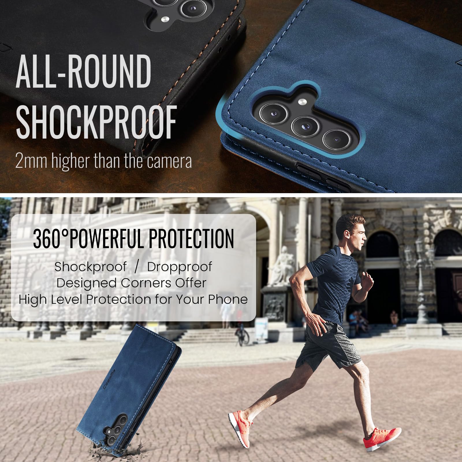 Monweicz Cover Compatibile con Samsung Galaxy A55, Custodia Portafoglio con Slot per Scheda, Protezione Completa Premium in Pelle PU, Flip Libro Magnetica Samsung Galaxy A55, Blu