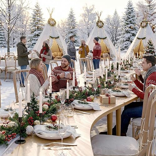 Miniatura 2 de FSyueyun Portavelas cónico negro, juego de 6 portavelas decorativo para mantel de mesa, centro de mesa, utilizado para bodas, cenas, regalo de