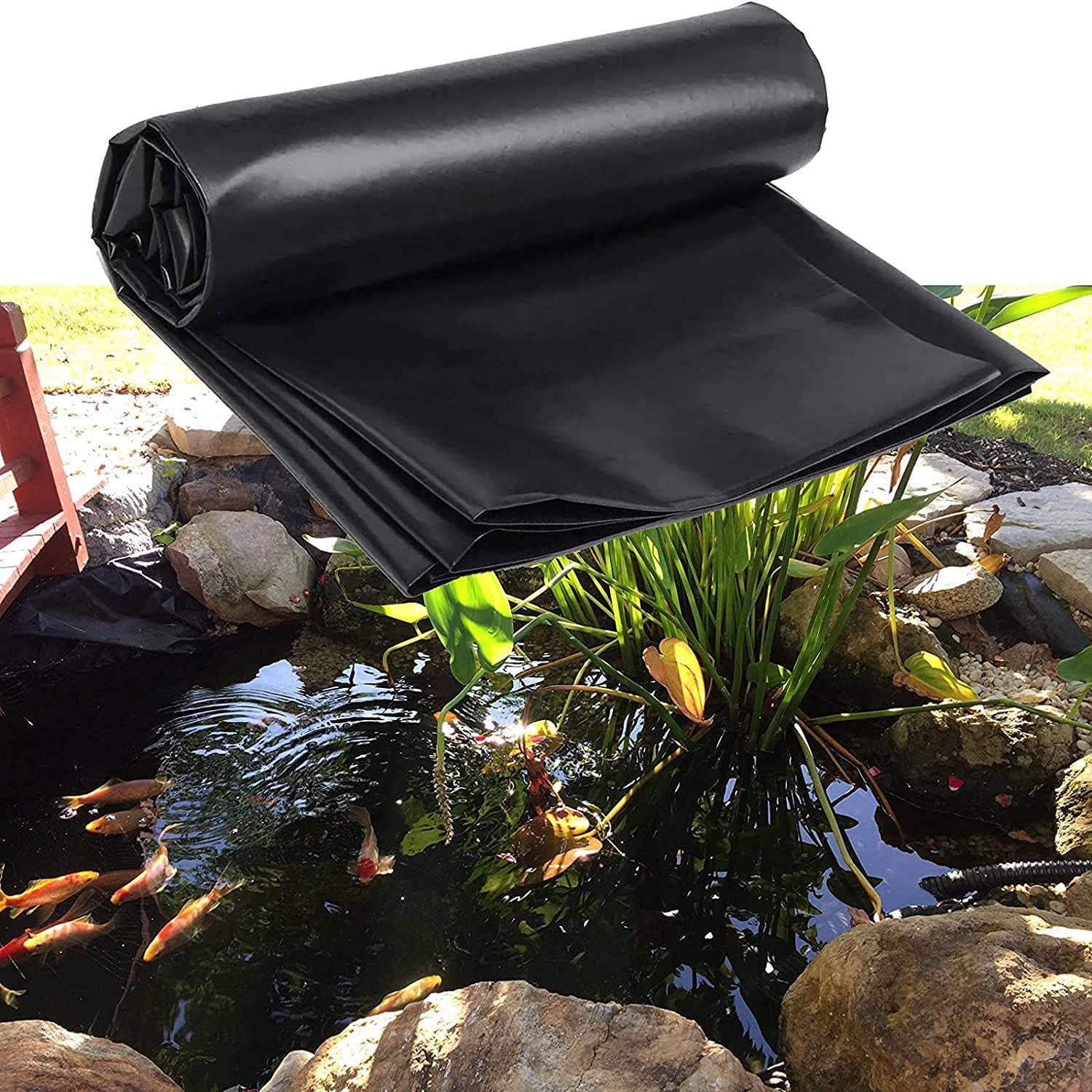 Unterlage Garten Fischteiche Vorgeformte Liner, HDPE-Teichfolie, wasserdicht, 0,2 mm dick, mehrere Größen for Fischteiche, Gärten, Wasserfälle(4x4m(13x13ft))