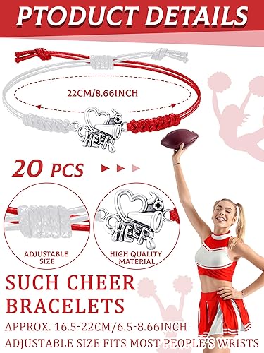 Vista 52 de Rtteri 20 pulseras de animadora para niñas, pulseras ajustables para animadoras, regalos para animadoras, accesorios de joyería a granel Naranja