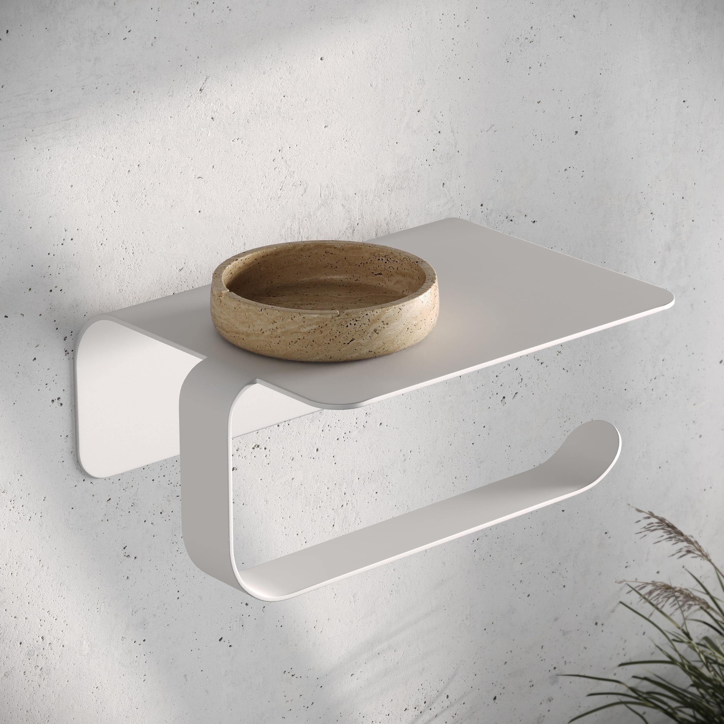 Dérouleur Papier Toilette Mural Avec étagère Téléphone - Rangement Compact Pour Salle De Bain