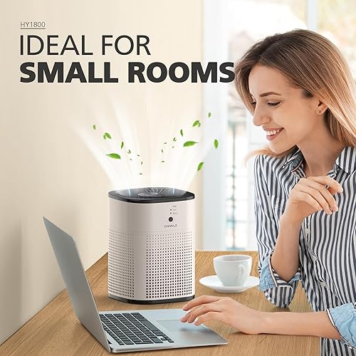 Miniatura 3 de Paquete de 2 purificadores de aire CHIVALZ para dormitorio con filtro HEPA verdadero para humo, polvo, polen, caspa de mascotas, purificadores de