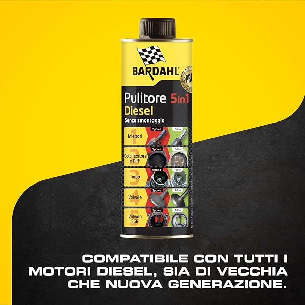 Bardahl - Pulitore 5 in 1 Diesel - Additivo Multifunzionale per la Completa Pulizia dei Motori a Gasolio, Aumenta la Potenza e le Prestazioni, 500 ml - 2