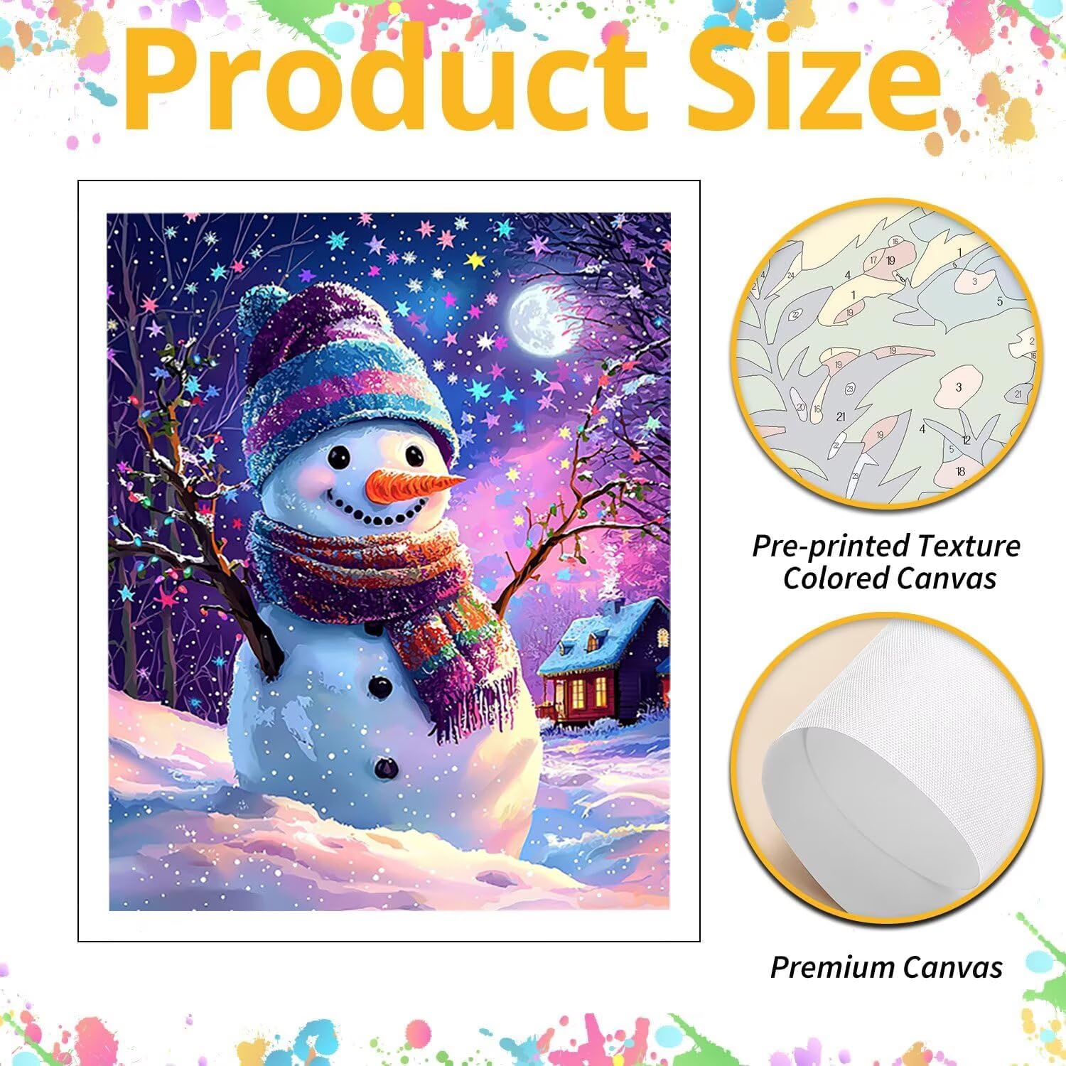 WEISHIWE Muñeco de nieve Pintar por Numeros Adultos, 60x80cm w-1034