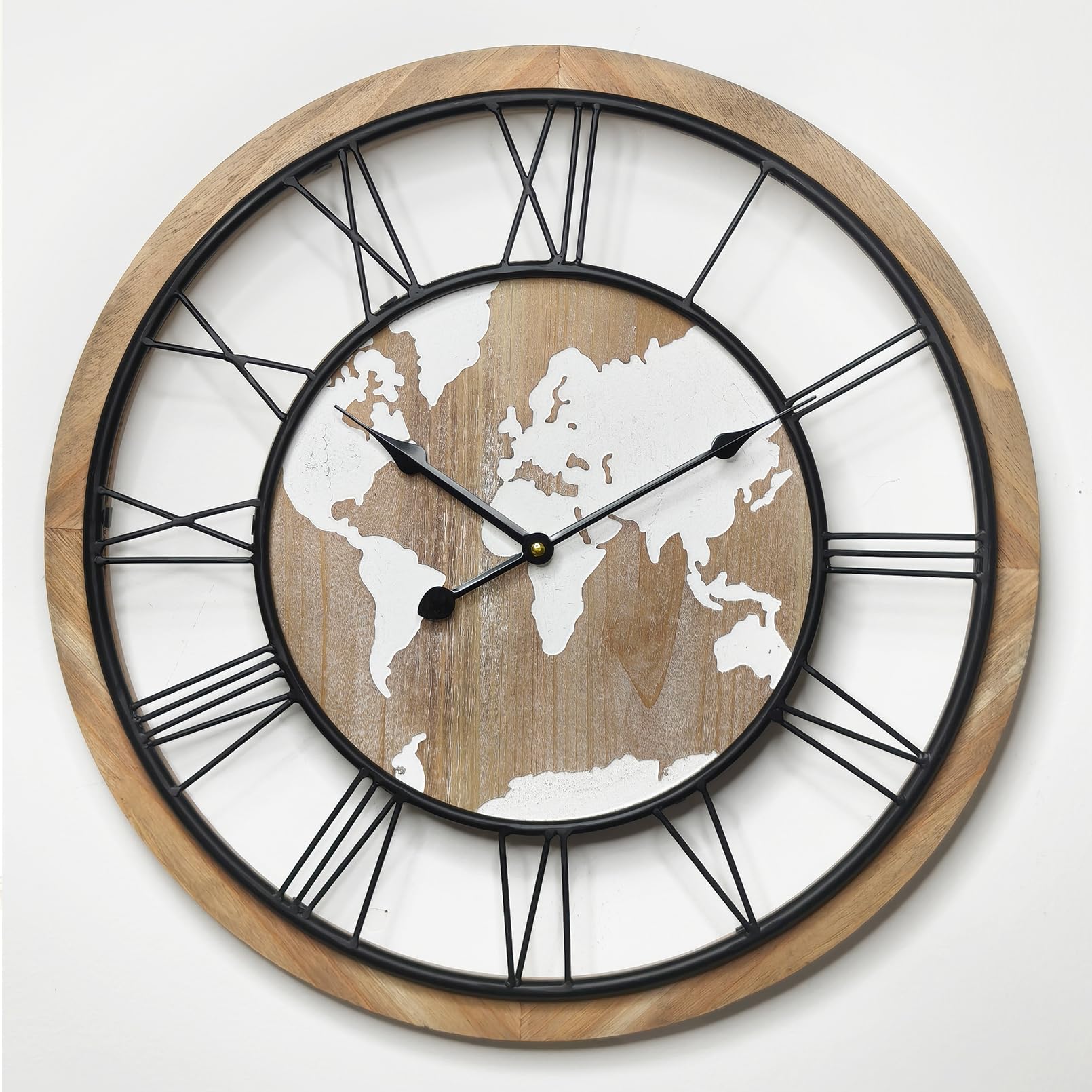 Grande horloge murale carte du monde 61 cm au design raffiné