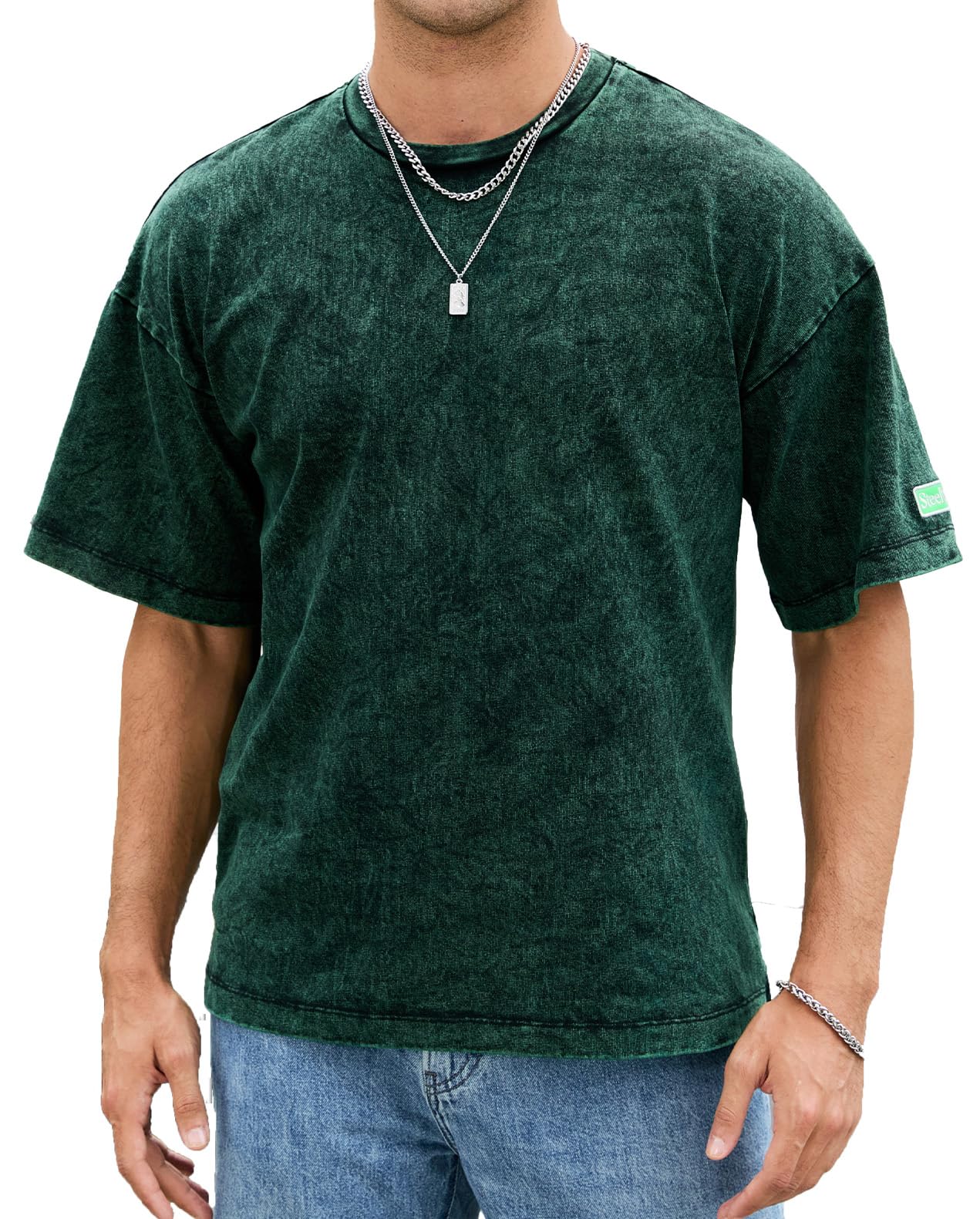 Men's sz Large Oversized Cotton T-Shirts, Vintage Washed Short Sleeve Tee, Loose Casual Tops Unisex Solid Basic Shirts