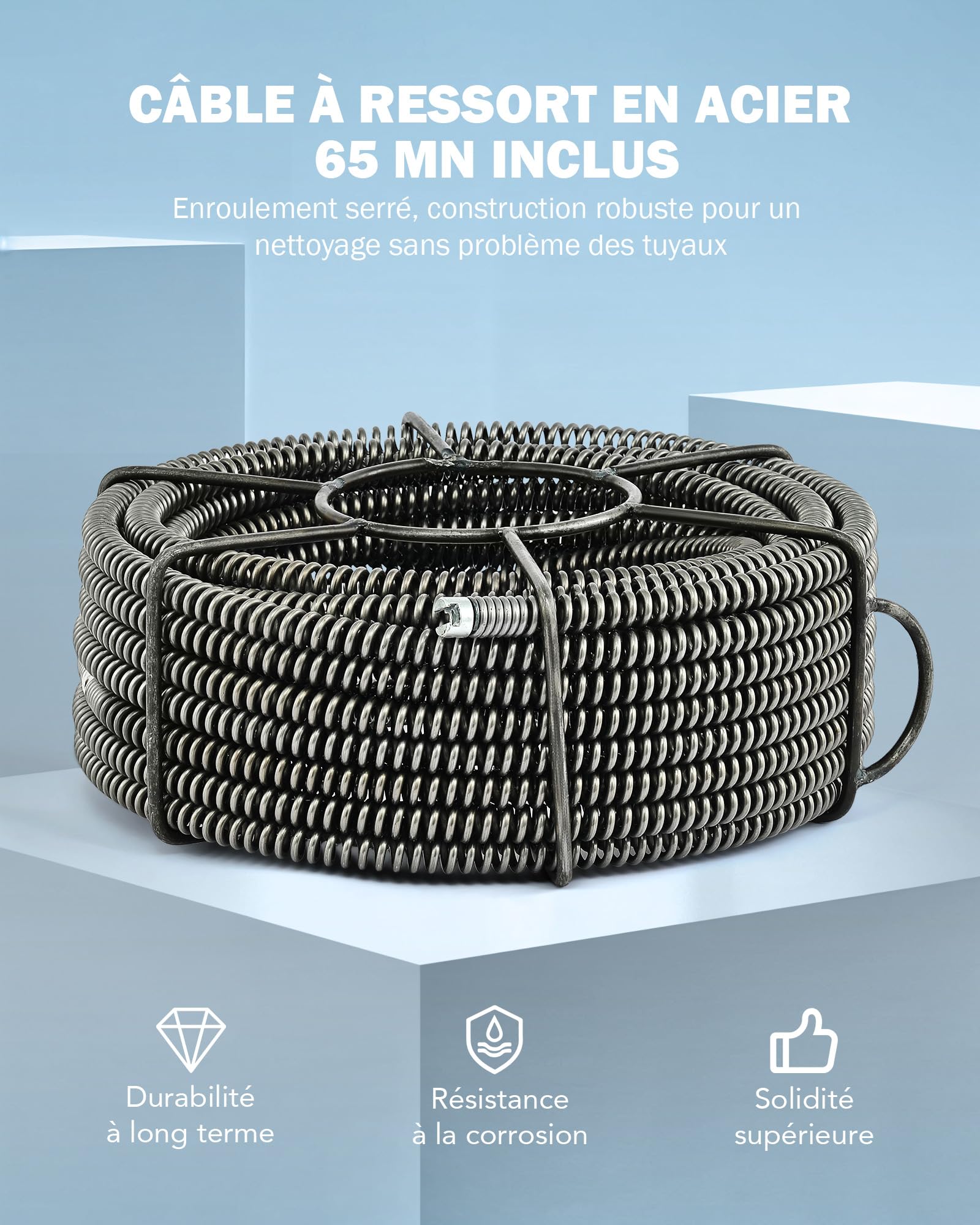 ZELCAN Machine de Nettoyage de Tube Électrique 400W Pour Tubes de Ø30-100mm, Nettoyeur de Vidange 400 tr/min, Nettoyant de Tuyau avec Axe de Nettoyage de Tube, Outils de Nettoyage