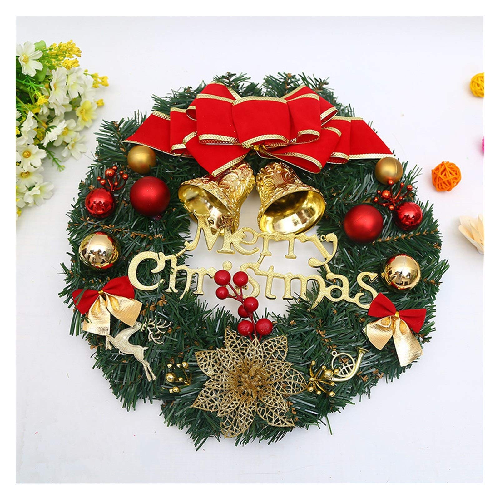 Guirlande de Noël 30cm enneigée couronne festive style ferme modèle H06