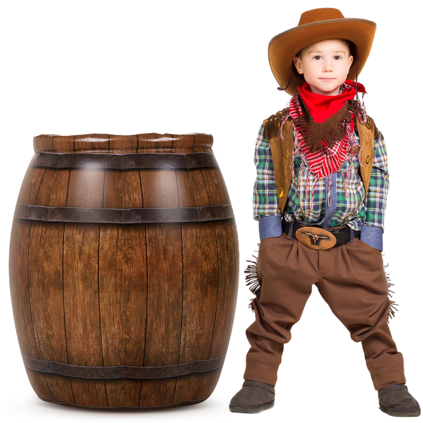 Civaner 1 Stück Western-Cowboy-Party-Dekoration, PVC, aufblasbare Piratenfässer, Western-Cowboy-Dekoration, Fass für Wild-Westen-Abenteuer-Party, nautische Themen-Requisiten, Bauernhaus-Zubehör