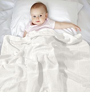 Sapphire Collection Couverture pour bébé en coton cellulaire respirant et doux 100 % coton pour landau/voyage/couffin, ber...