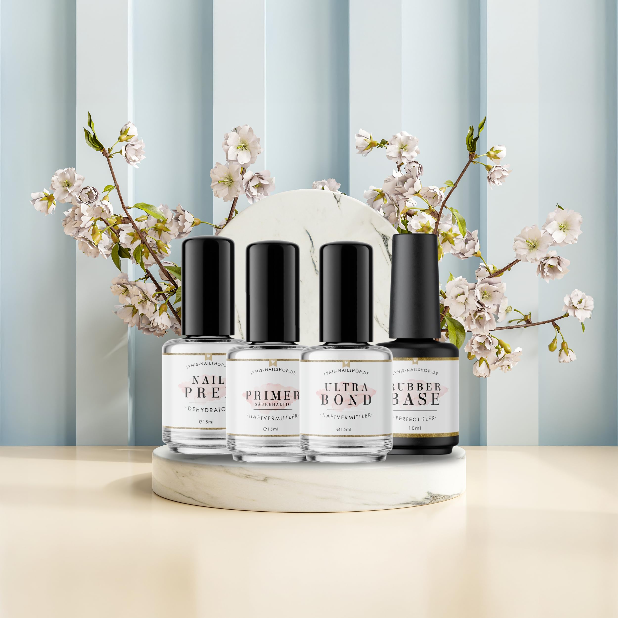 Nail Prep HAFTUNGS-Set INTENSIV für alle Kunstnägel mit weniger Liftings und langer Haltbarkeit (Primer, Ultra Bond, Dehydrator, Perfect Flex), Lynis-Nailshop.de