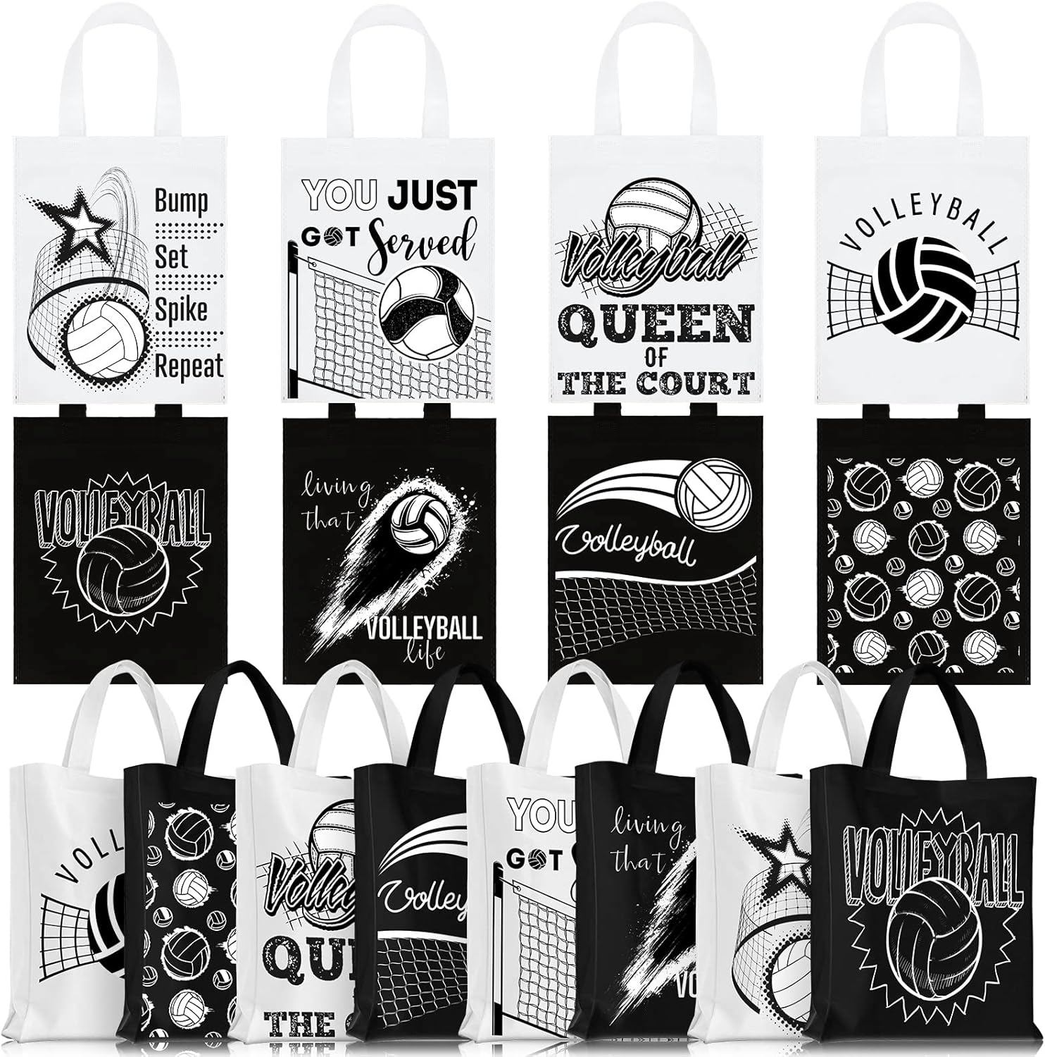 Kajaia 24 Pcs Volleyball Gift Bag Volleyball Party Treat Bags with Handles Reusable Goodie Favor Bag Non Woven Party Favor Birthday Supplies