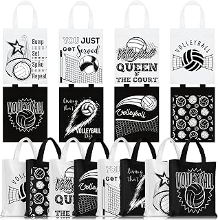 Kajaia 24-Pack Volleyball Party Favor Bags with Handles - Reusable Non-Woven Goodie Bags, 8 Styles for Birthdays & Themes