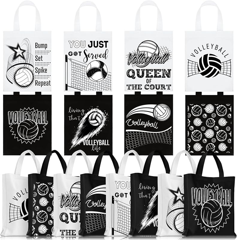 24 Pcs Volleyball Gift Bag Volleyball Party Treat Bags with Handles Reusable Goodie Favor Bag Non Woven Party Favor Birthday Supplies