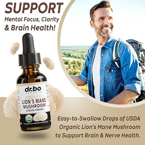 Miniatura 3 de Gotas de suplemento de hongo de melena de leones, tintura líquida orgánica de hongo de melena de león para concentrarse, suplementos de niebla para