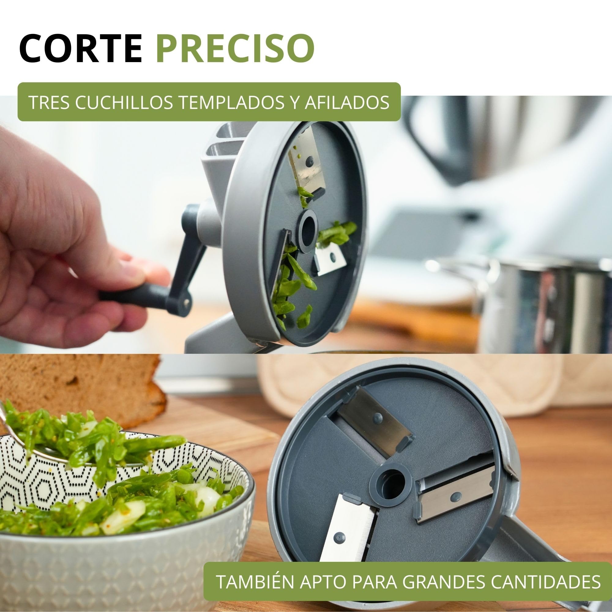 Westmark Cortador de judías con 2 aberturas de corte y abrazadera de tornillo para montaje en mesa, Cuchillo de acero inoxidable/carcasa de aluminio, Plateado, 11822260