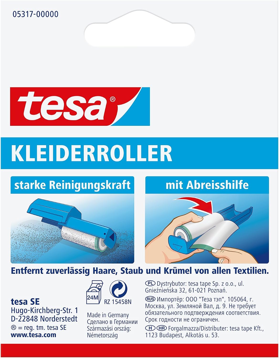 tesa 05317-00000-03 Clothes Roller Brush Refills 2x 3 m x 80 mm, White - Image 3