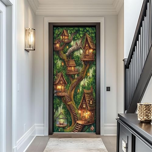 Miniatura 14 de Door Sticker Decals 3D 80s Retro Room Synthwave Sticker Murals Peel and Stick Wallpaper Self-Adhesive Door Poster for Bedroom Living Room 30"x79"