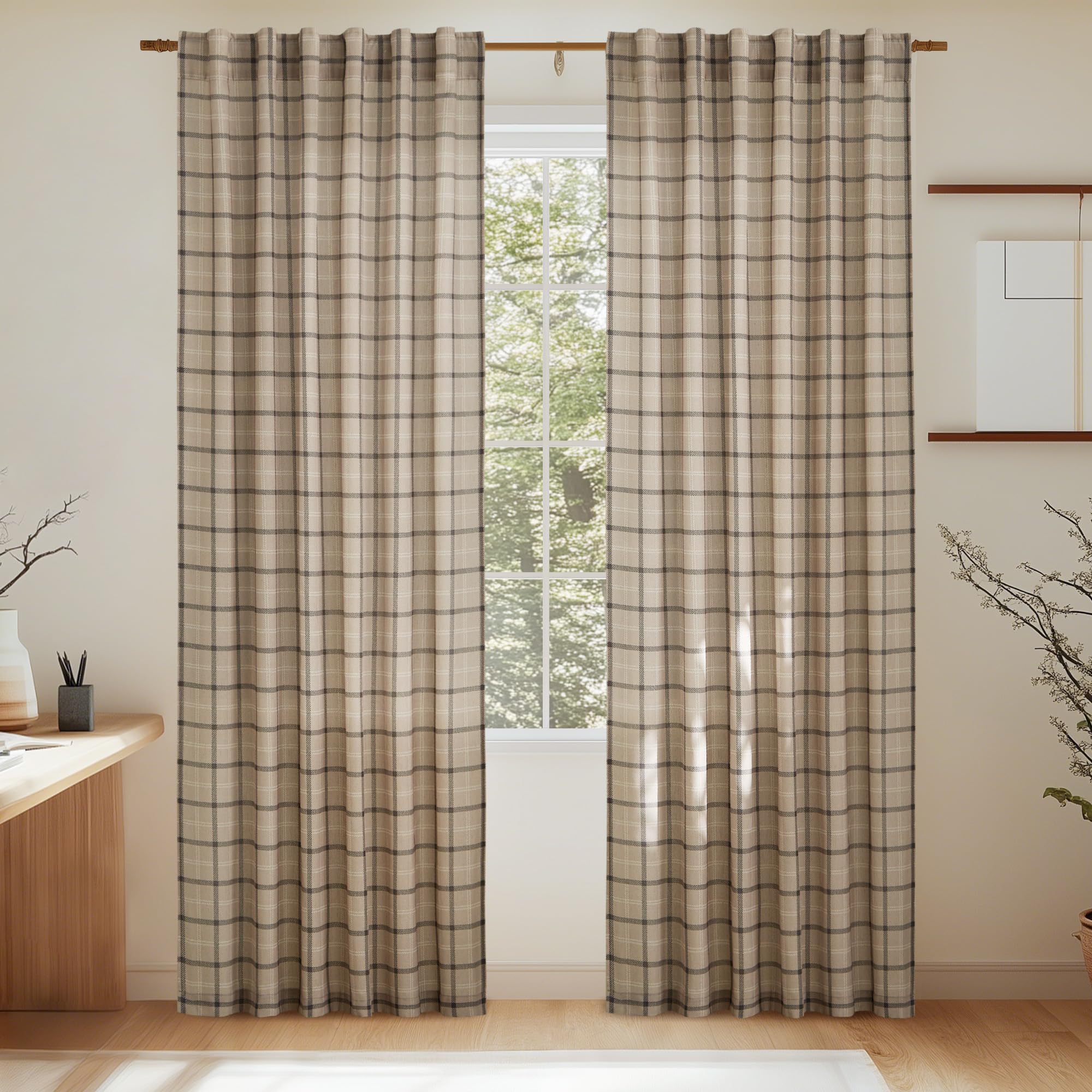 Amazon.com: NICETOWN Buffalo Plaid Window Curtains 108 Inches Long