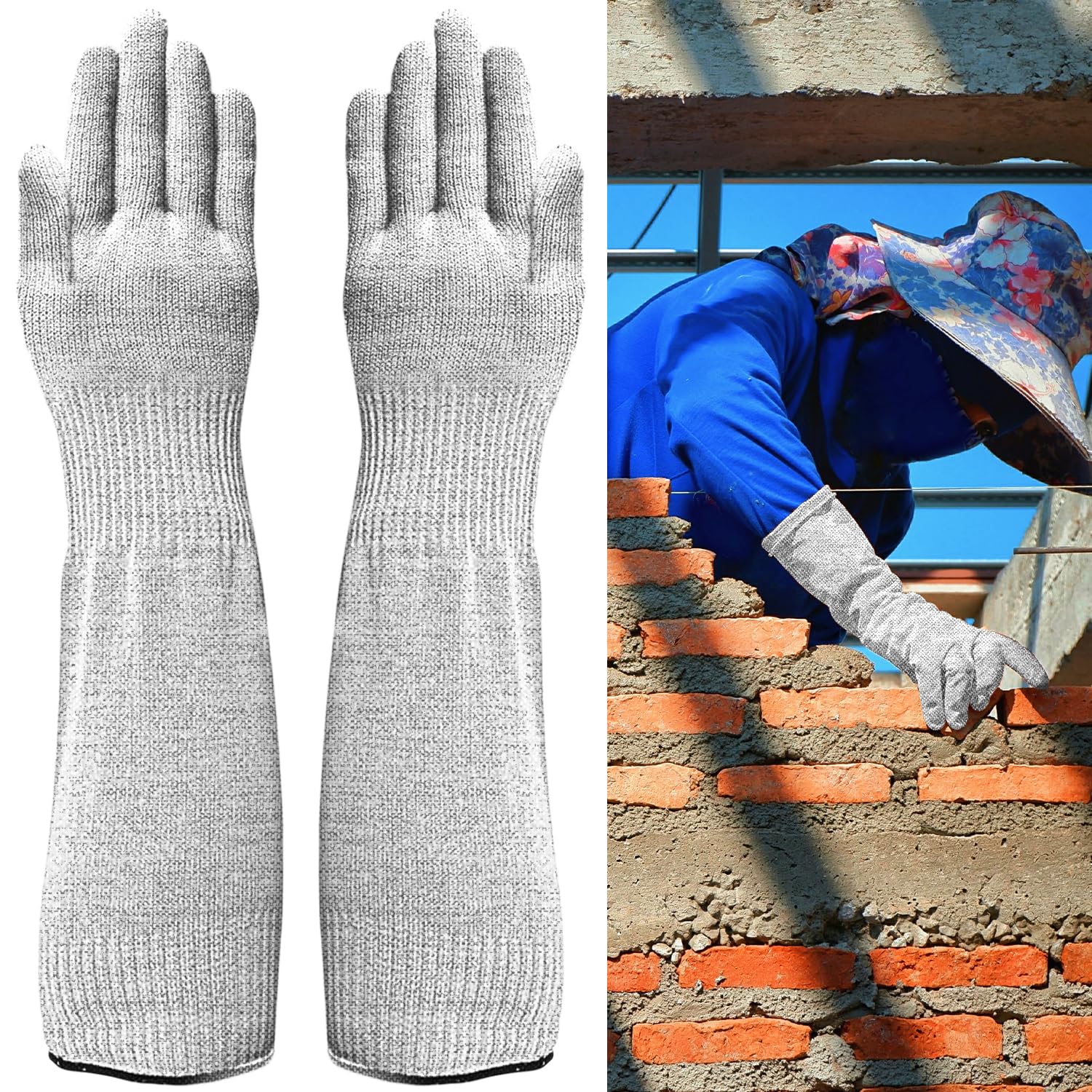 VLYX Guard Gloves, Long Gardening Gloves, Thornproof, Level 5 Cut Resistant with Long Arm Sleeves, for Gardening Kitchen Work