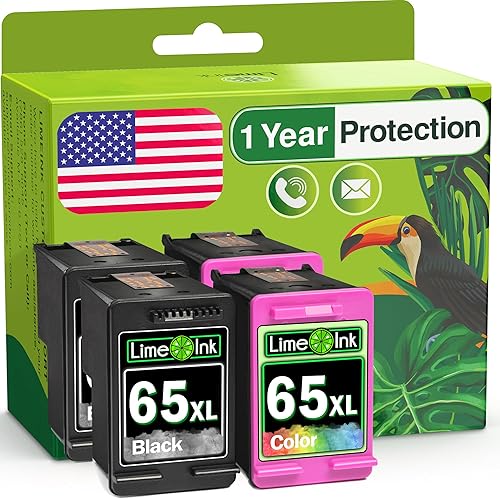 Limeink Cartuchos de tinta remanufacturados de repuesto para HP Ink 65 65XL para cartuchos HP 65, paquete combinado de color negro para HP65 XL 65xl