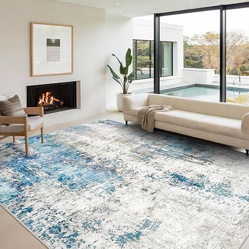 Washable Area Rugs for Living Room 8x10 - Large Neutral