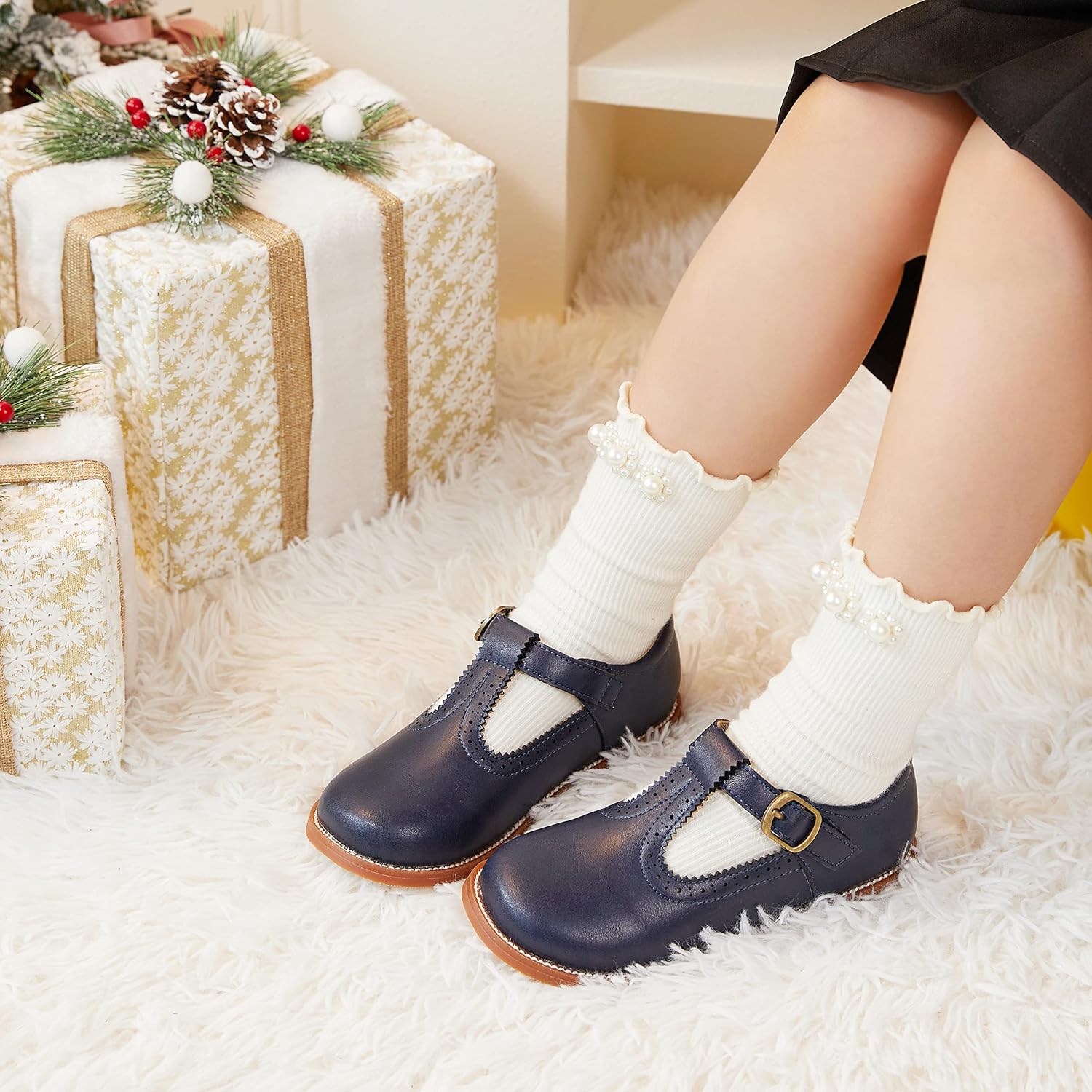 GINFIVE Toddler Little Girls Mary Janes Flats Girls Dress Shoes Kids Shoes