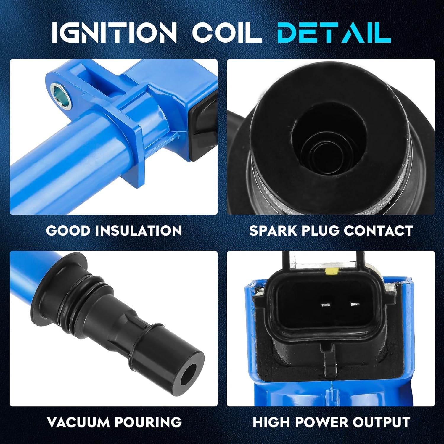 Blue Set of 6 Ignition Coil Pack with 6 Spark Plugs 3.7 3.7L Compatible with Dodge Dakota Durango Nitro Ram 1500, Jeep Liberty Commander Grand Cherokee, Mitsubishi Raider Replace UF270, 5C1114, C1231